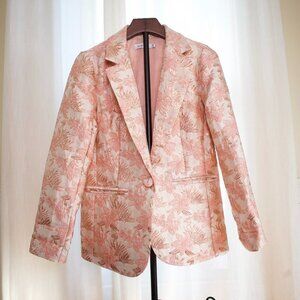 JustFab Soft Blush Metallic Floral Blazer — XS